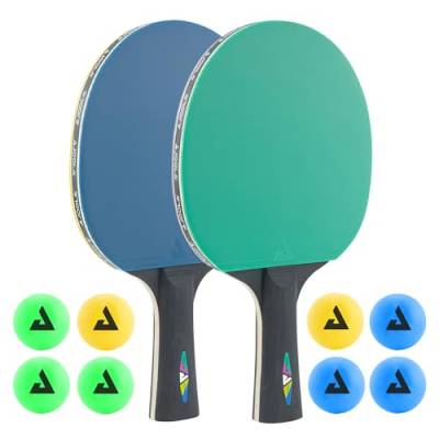 JOOLA 54814 Tischtennis-Set COLORATO Bestehend aus 2 Tischtennisschläger + 8 Bunte Tischtennisbälle, Einheitsgröße von JOOLA