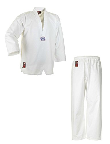 Ju-Sports Taekwondo Anzug to start Weiß 120 I Dobok Taekwondo für Kinder & Einsteiger I Taekwondo Kimono inkl. weißem Gürtel I Hose mit Kickzwickel I 100% Baumwolle von Ju-Sports