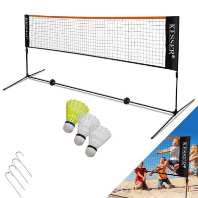 KESSER® Badmintonnetz Tennisnetz | 300cm | Federballnetz 3-Fach-Höhenverstellbar 107/120/155cm, Set bestehend aus Netz, 3x Federball, Transporttasche, stabilem Eisen-Gestell, Indoor & Outdoor, Schwarz von KESSER