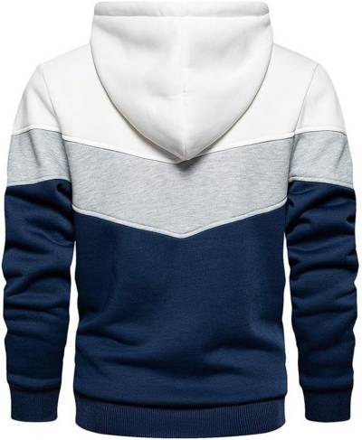 KIKI Kapuzenshirt Lässiges Pullover-Fleece-Sweatshirt mit Farbblock-Kapuze von KIKI