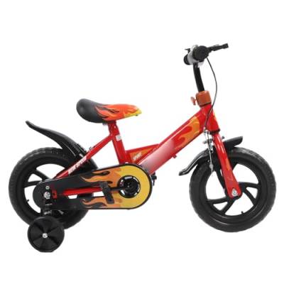 KKPLZZ Kinderfahrrad, 12-Zoll-Schaumstoffrad, Rahmen aus Kohlenstoffstahl, Kindersportfahrrad mit Stützrädern für Kleinkinder, Rot von KKPLZZ