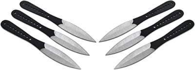 KOSxBO® 6 teiliges Wurfmesser Set 22,5 cm schwarz Tomahawk Edition inklusive Cordura Holster mit Gürtelclip 6 hochwertige Throwing Knives - Ninja Wurfmesser von KOSxBO