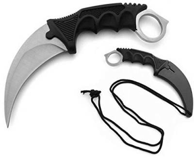 KOSxBO® CSGO Knife - Karambit Messer Silber 19 cm - Tactical Hunter Knife Silver Surfer Edition - Counter Strike Global Offensive Skin - silbernes Neck Knife von KOSxBO
