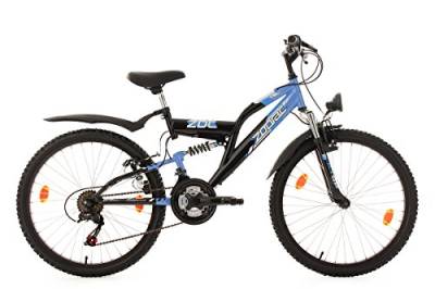 KS Cycling Kinderfahrrad Mountainbike Fully 24'' Zodiac schwarz-blau RH 38 cm von KS Cycling