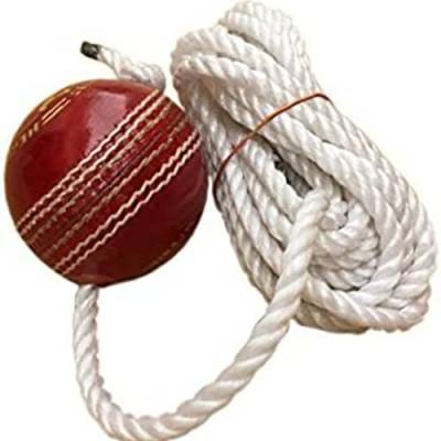 Kalindri Sports Cricketball aus Leder, zum Aufhängen, Rot, mit Seil. von Kalindri Sports