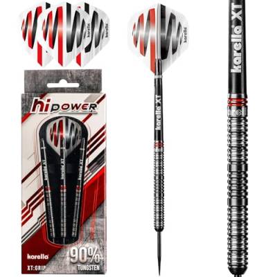 Karella HiPower 90% Tungsten Steeldart, 24g, für Klassische Dartscheibe, 3 Dartpfeile mit Metallspitze, Dartboard, Wolfram, Profidart mit Flight und Shaft von Karella