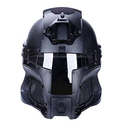 Koyheng Mittelalterlicher Iron Knight Tactical-Helm, NVG-Militärhelm mit ballistischem Seitengitter, Airsoft Paintball-Vollmaske mit Schutzbrille von Koyheng