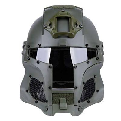 Koyheng Mittelalterlicher Iron Knight Tactical-Helm, NVG-Militärhelm mit ballistischem Seitengitter, Airsoft Paintball-Vollmaske mit Schutzbrille von Koyheng