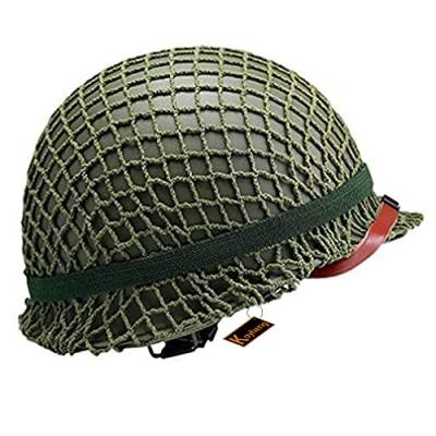 Taktischer Airsoft Paintball Helm Reproduktion WW2 US Army M1 Stahlhelm Grün Replica mit Net Cover von Koyheng