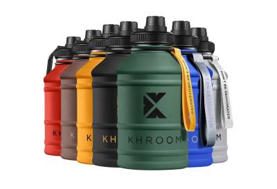 Khroom Trinkflasche Edelstahl 1,3L + 2,2L Sport Edelstahlflasche >2 Liter XXL Sportflasche, Kohlensäure geeignet von Khroom