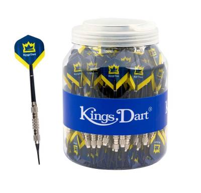 Kings Dart Dartpfeil 100 Stück Softdartpfeile, 18 g inkl. Dose, Nylonschaft mit Federring sorgt für festen Halt der Flights von Kings Dart