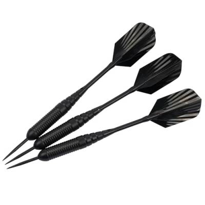 Kings Dart Steeldarts Set mit Flights, Schäfte, Box | 3X Turnier Dartpfeile für Steeldart | 22g o. 24g |100% Messing-Barrel, Aluminium-Schaft | Schwarz | Markenqualität von Kings Dart