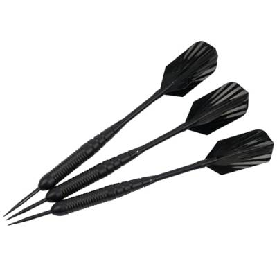 Kings Dart Steeldarts Set mit Flights, Schäfte, Box | 3X Turnier Dartpfeile für Steeldart | 22g o. 24g |100% Messing-Barrel, Aluminium-Schaft | Schwarz | Markenqualität von Kings Dart