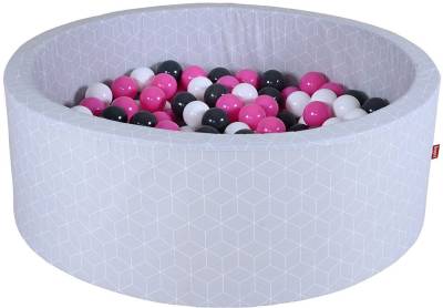 Knorrtoys® Bällebad Geo, Cube Grey, mit 300 Bällen creme/Grey/rose, Made in Europe von Knorrtoys®