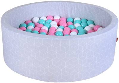 Knorrtoys® Bällebad Soft, Cube Grey, mit 300 Bällen rose/creme/lightBlue, Made in Germany von Knorrtoys®