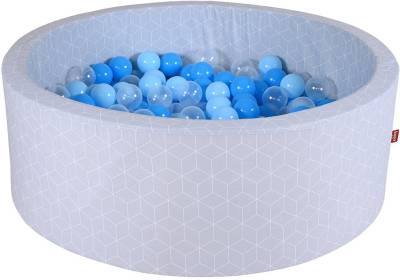 Knorrtoys® Bällebad Soft, Cube Grey, mit 300 Bällen soft Blue/Blue/transparent, Made in Europe von Knorrtoys®