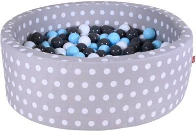 Knorrtoys® Bällebad Soft, Grey White Dots, mit 300 Bälle creme/Grey/lightBlue, Made in Europe von Knorrtoys®