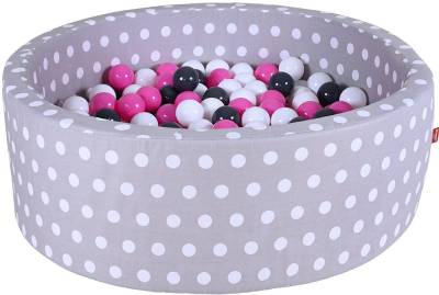 Knorrtoys® Bällebad Soft, Grey White Dots, mit 300 Bällen creme/Grey/rose, Made in Europe von Knorrtoys®