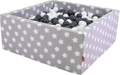 Knorrtoys® Bällebad Soft, Grey White Stars, eckig mit 100 Bällen Grey/creme, Made in Europe von Knorrtoys®