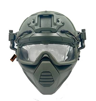PJ Taktischer Airsoft Protection Fast Helm mit Schutzbrille und Halber Maske Geeignet für Paintball CS Games von Koyheng