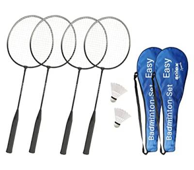 L.A. Sports Badminton 2er Set Easy Federball-Spiel Indoor Outdoor für 2-4 Spieler Schläger aus Stahl inkl. Ball & Tragetasche von L.A. Sports