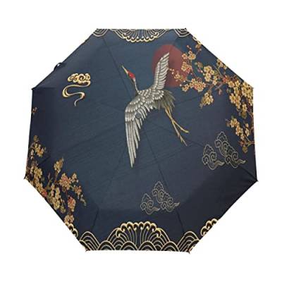 China Kranich Wolke Japanisch Regenschirm Taschenschirm Auf-Zu Automatik Schirme Winddicht Leicht Kompakt UV-Schutz Reise Schirm für Jungen Mädchen Strand Frauen von LDIYEU