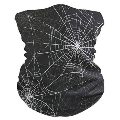 LDIYEU Schwarzes Spinnennetz Bandanas Gesichtsmaske 3D Kopfbedeckung Gesichtsschal UV-Schutz Kopftuch für Jungen Mädchen Outdoor Männer Frauen(2PACK) von LDIYEU