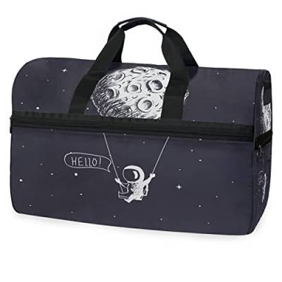 Mond Galaxie Stern Schwarzer Weltraum Sporttasche Badetasche mit Schuhfach Reisetaschen Handtasche für Reisen Frauen Mädchen Männer von LDIYEU