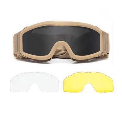 LEJUNJIE Airsoft Brille, Taktische Schutzbrille Anti Fog Paintball Brille mit 3 austauschbaren Gläsern Jagd Radfahren von LEJUNJIE