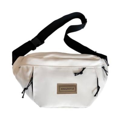 LERONO Hüfttaschen für Damen, Herren, multifunktionale Bauchtasche, Brusttasche mit verstellbarem Riemen, lässige Hüfttasche für Reisen, Wandern, weiß von LERONO