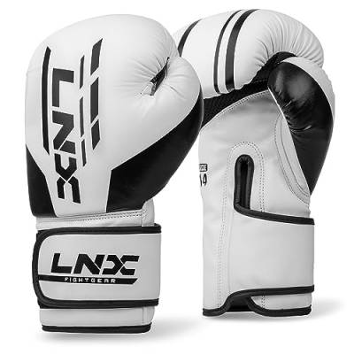 LNX Boxhandschuhe Challenge 8 10 12 14 16 Oz - Männer, Frauen, Kids Kickboxen Boxen Muay Thai MMA Kampfsport UVM (Ice White (101), 10 Oz) von LNX