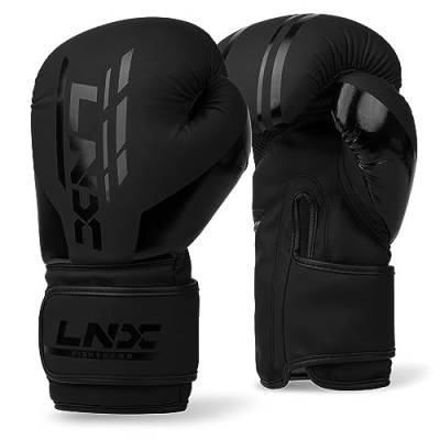 LNX Boxhandschuhe Challenge 8 10 12 14 16 Oz - Männer, Frauen, Kids Kickboxen Boxen Muay Thai MMA Kampfsport UVM (ultimatte Black (003), 12 Oz) von LNX