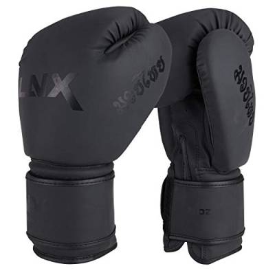 LNX Boxhandschuhe MT-One speziell für Muay Thai Kickboxen 10 12 14 16 Oz Sparring und Training UVM ultimatte Black (001) 12 Oz von LNX