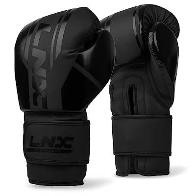 LNX Boxhandschuhe Performance Pro 10 12 14 16 Oz - ideal für Kickboxen Boxen Muay Thai MMA Kampfsport UVM (ultimatte Black (003), 10 Oz) von LNX