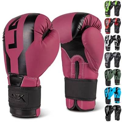 LNX Boxhandschuhe Stealth - Männer Frauen 8 10 12 14 16 Oz - ideal für Kickboxen Boxen Muay Thai MMA Kampfsport Sparring Training UVM (Ultimatte Berry (502), 10 Oz) von LNX