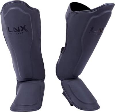 LNX Schienbeinschoner Muay Thai Pro Fight - Schienbeinschutz für Kampfsport Kickboxen Spannschützer S M L XL schwarz Herren Damen (Ultimatte Black, XL) von LNX