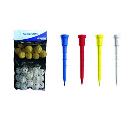 LONGRIDGE Golf Trainingsbälle, 32er Pack & Golf Zubehör Lignum 82 mm Tees 12 PK, Mehrfarben von Longridge