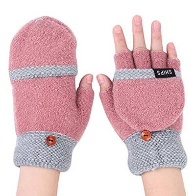 Handschuhe Damen Flap Gloves Touchscreen Fingerhandschuhe Outdoor Indoor Strickhandschuhe Fingerlose Damenhandschuhe Verdickte Winterhandschuhe Warme Handschuhe für Arbeit Sport Fahrrad von LONTG