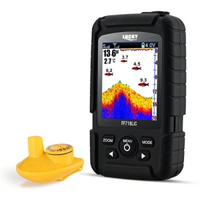 LUCKY Fishfinder Wireless Tragbarer Fisch-Finder 45 m/147feet Sonar Tiefe Fishfinder Ocean Fluss See Farbe Fishfinder von LUCKY