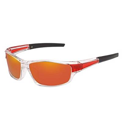 Leeadwaey Polarisierte Sonnenbrille für Fahrrad, Outdoor-Sport, Anti-UV-Sonnenbrille, transparent, Rot von Leeadwaey
