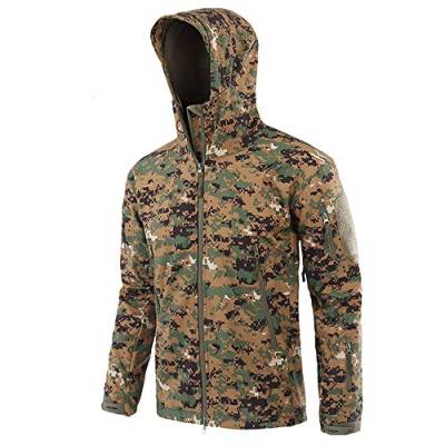 LiGG Herren Softshelljacke Camouflage Jagdjacke Wasserdicht Winddicht Military Funktionsjacke Winter Warm Innenfutter Regenjacke Skijacke von LiGG