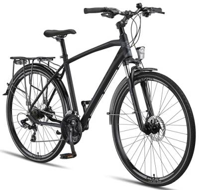 Licorne Bike Premium Touring Trekking Bike in 28 Zoll Aluminium Scheibenbremse Fahrrad für Jungen, Mädchen, Damen und Herren - 21 Gang-Schaltung - Mountainbike - Crossbike (Herren, Schwarz) von Licorne Bike