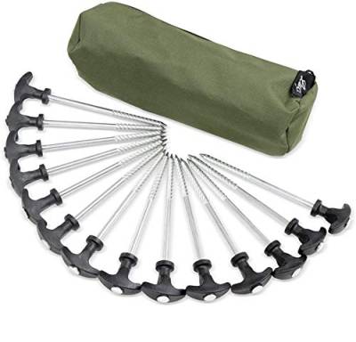 Lucx® Heringe-Set 14-TLG + Tasche für Bivvy Erdnägel Zeltnägel T-Pegs für Angelzelte Kaprfenzelte von Lucx