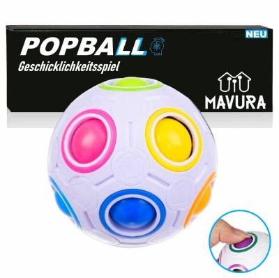 MAVURA Lernspielzeug POPBALL Regenbogenball Zauberwürfel Geschicklichkeitsspiel Puzzle, Knobelspiel Anti Stress Knobel Ball Spielzeug Pop Fidget von MAVURA