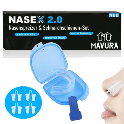 MAVURA Schnarchstopper NASEX2.0 Premium Nasenspreizer & Schnarchschiene, Set Schnarchen Sport Fitness Version 2.0 von MAVURA