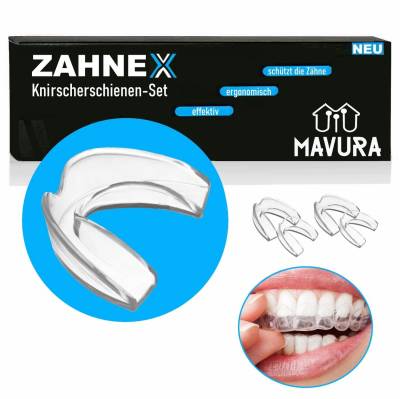 MAVURA Zahnschiene ZAHNEX Premium Aufbissschiene Knirscherschiene Beißschiene, Bruxismus Schiene [4erSet], Zahnschiene Zahn Schiene Anti knirschen Zähneknirschen von MAVURA