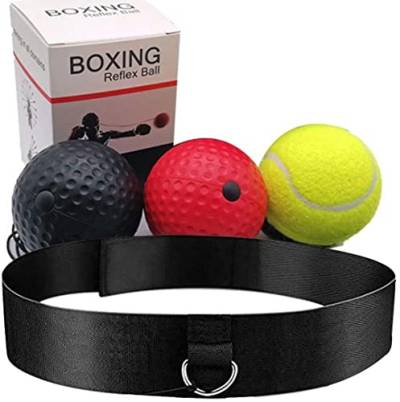 MSPORTS Box Reflexball Stirnband Ball Boxen Reaktionsball Set 3 Bälle Fight Reflex Boxing Kopfband für Speed Training Punch Sport Übung von MAVURA