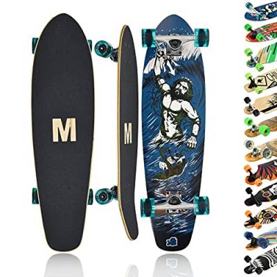 MAXOfit Longboard Atlantis No. 7 - kompaktes Cruiser Board mit stabilem Deck und mittelweichen Rollen - Kicktail für schnelle Turns und TopMount Achsen für hohe Wendigkeit von MAXOfit IHR PARTNER FÜR SPORT UND FREIZEIT