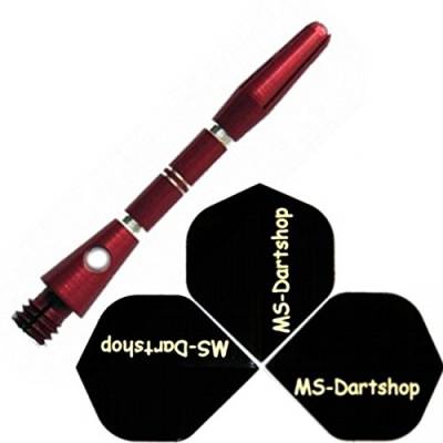 MS-DARTSHOP Dart-Schäfte Alu geringt, 2 Satz = 6 Stück (Rot, L4 = 34mm) von MS-DARTSHOP