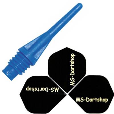 MS-DARTSHOP Starpoints Spitzen 100 Stück, incl. 1 Satz Flights (Blau) von MS-DARTSHOP